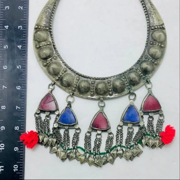 Vintage Torque Choker With Dangling Pendants, Handmade Tribal Choker - Picture 13 of 13